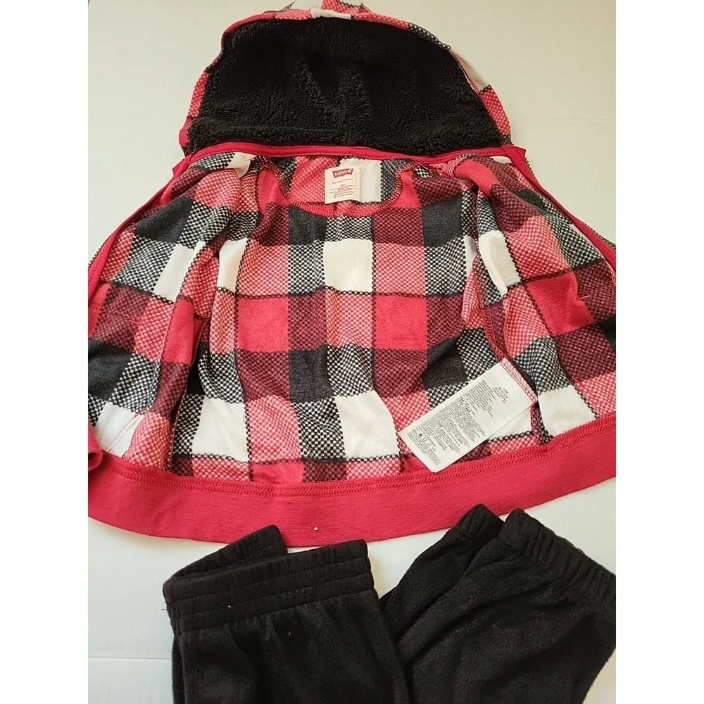 NWT Levi's Baby 24 months 3 Piece‎ Outfit Set Plaid Hoodie Top Pants
